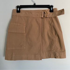 Banana Republic Tan Khaki Utility Belted Wrap Cargo Skirt Size 6
